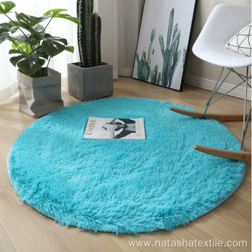Round colorful plush bedroom floor mat